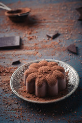 Chocolate panna cotta - traditional North Italian dessert made of cream, sugar and vanilla....