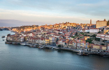 Naklejka na ściany i meble Aerial view of Porto from Vila Nova de Gaia, Portugal