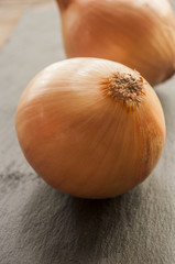 onion on the wood desk