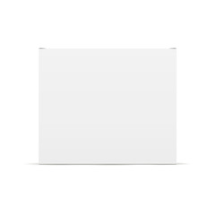 Small white cardboard box mockup - front view. Square box isolated. Vector illustration
