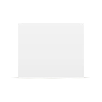 Small White Cardboard Box Mockup - Front View. Square Box Isolated. Vector Illustration