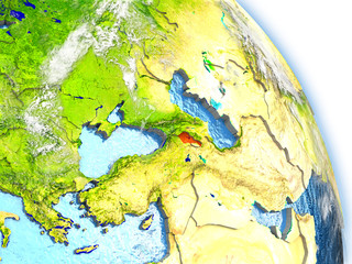Armenia on model of Earth