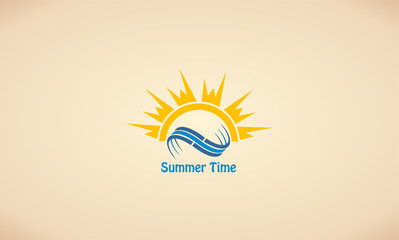 Fototapeta premium sun wave summer logo