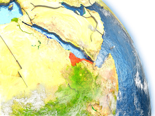 Eritrea on model of Earth