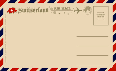 Obraz premium Vintage postcard with map of Switzerland