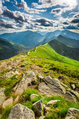 Naklejka na ściany i meble Tatra Mountains peaks in sunny day, Poland, Europe