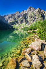 Stunning pond in the mountains in summer, Poland, Europe