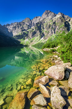 Fototapeta Stunning pond in the mountains in summer, Poland, Europe