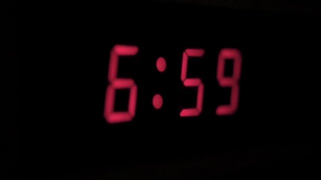 Alarm clock ringing at seven in the morning