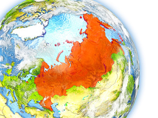 Russia on model of Earth