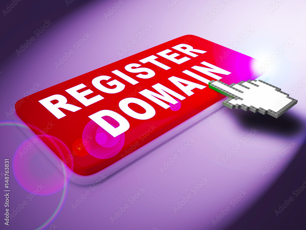 Poster register domain indicates sign up 3d rendering