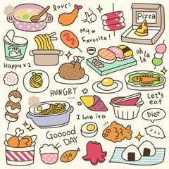 Set of Cute Meal and Dish Doodle