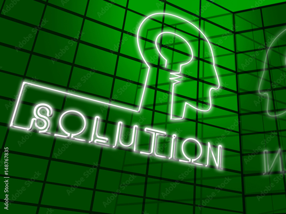 Poster solution brain representing solving successful 3d illustration