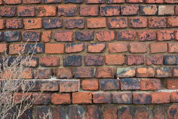 Background texture of an old ruined brick wall