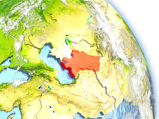 Turkmenistan on model of Earth