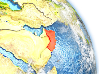 Oman on model of Earth