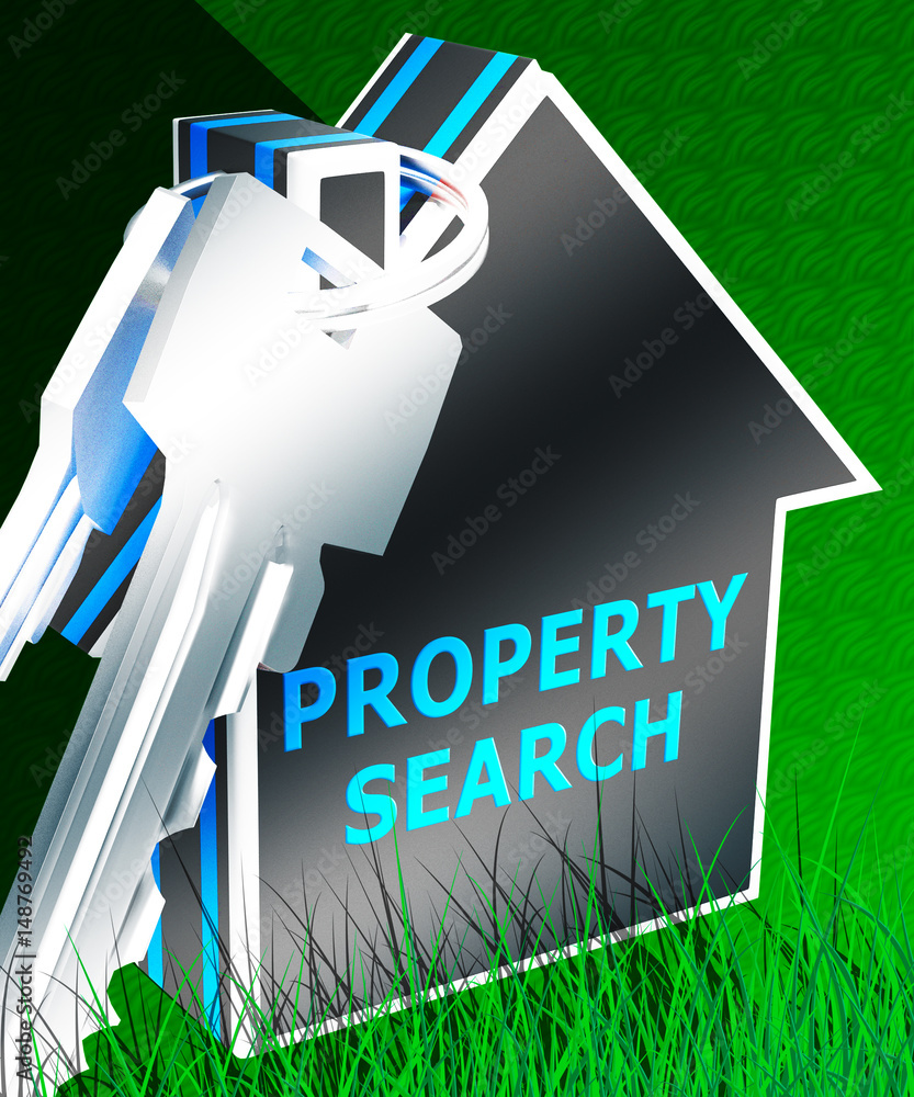 Poster property search shows find property 3d rendering