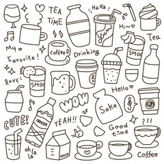 Set of Cute Beverages Doodle 