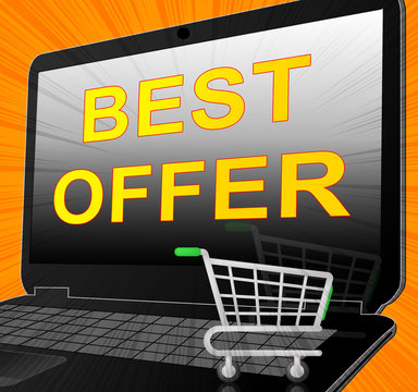 Best Offer Laptop Shows Top Deal 3d Illustration