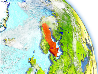 Sweden on model of Earth