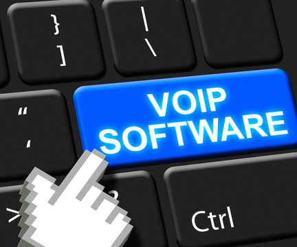 Voip Software Key Shows Internet Voice 3d Illustration
