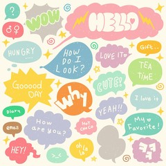 Set of Hand Drawn Speech and Thought Bubbles Doodle - 148774075