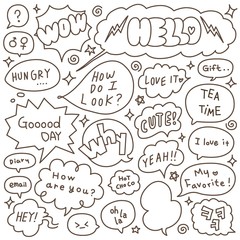 Set of Hand Drawn Speech and Thought Bubbles Doodle