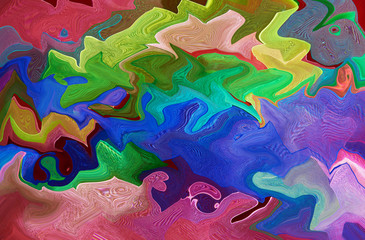 Abstract composition in green, orange, blue and red colors. Abstraction, texture, background