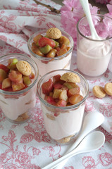 Rhabarber-Quark Dessert mit Amarettini