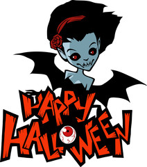 Halloween cartoon illustration of a vampire