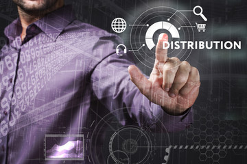 Business, Technology, Internet and network concept. Young businessman working on a virtual screen...