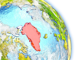 Greenland on model of Earth