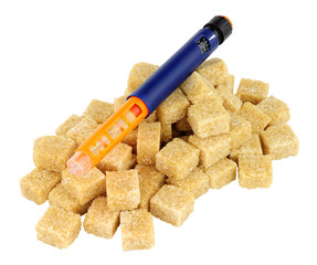 Diabetic Insulin Pen And Sugar Cubes
