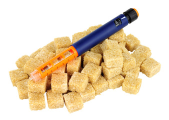 Diabetic Insulin Pen And Sugar Cubes