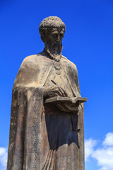Fototapeta na wymiar Bronze sculpture of St. Naum Ohridski