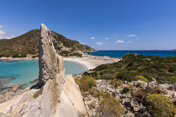 A view of beautiful beach at Punta Molentis, Villasimius, Sardinia, Italy