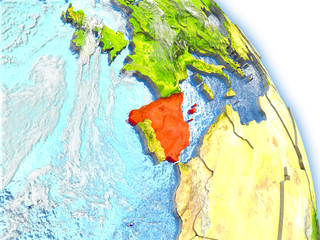 Spain on model of Earth