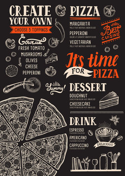 Pizza menu restaurant, food template.
