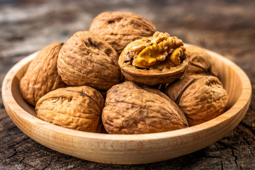  Walnuts on wooden table