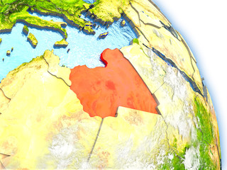 Libya on model of Earth