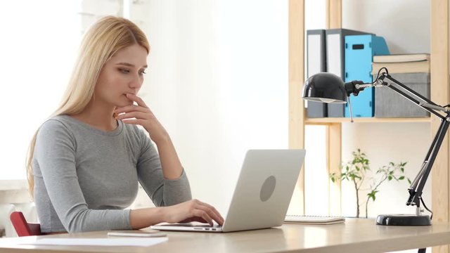 Young  Relax Woman Working On Laptop