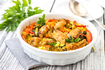 Traditional dish of rice,vegetable and meat-pilaf