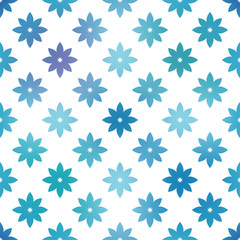Seamless blue and white floral background. Vector illustration.
