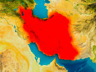 Iran on physical map