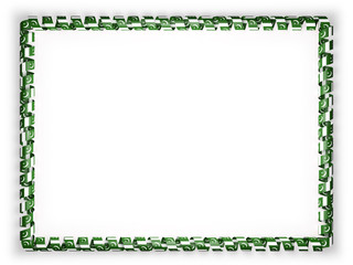 Frame and border of ribbon with the Pakistan flag. 3d illustration