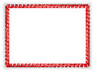 Frame and border of ribbon with the Hong Kong flag. 3d illustration