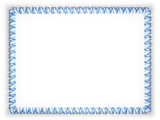 Frame and border of ribbon with theArgentina flag. 3d illustration