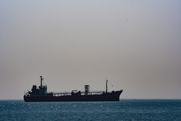 Outline of the ship on the horizon