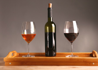 bottle of wine and glass on the table