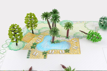 Landscape architect design backyard plan for villa